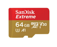 Sandisk 64GB microSDXC Extreme 100MB/s A1 C10 V30 UHS-I U3 - 367633 - zdjęcie 1
